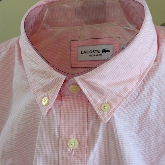 Lacoste Pink Gingham Button-Down Shirt - Picture 3 of 16